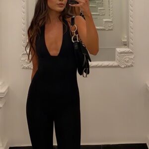 Oh Polly Sleek Black Halter Jumpsuit